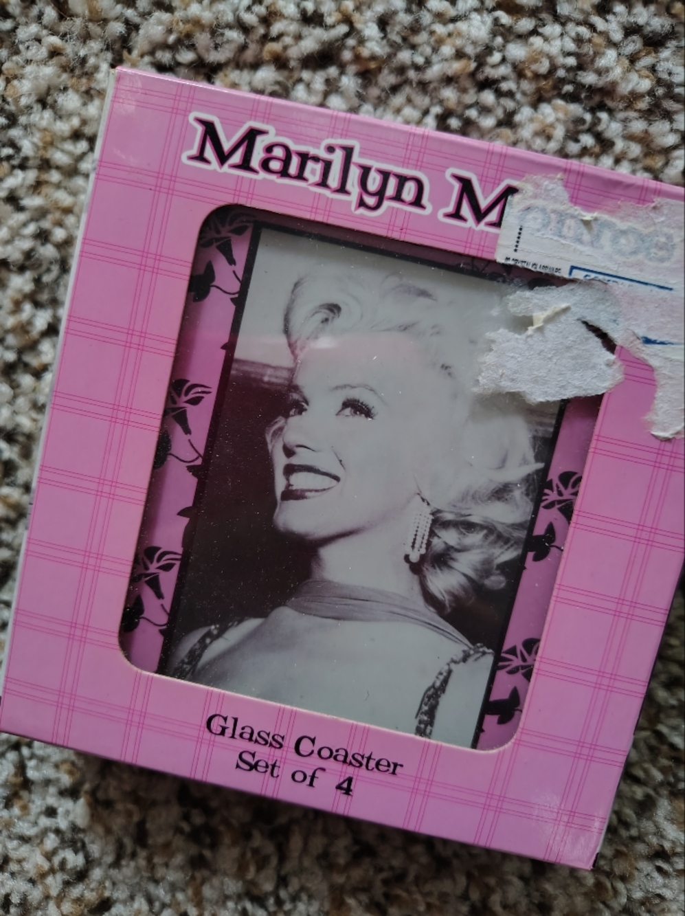 Marilyn Monroe Pink Glass Coaster Set